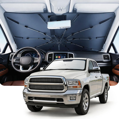 Umbrella Windshield Sun Shade for Chevy Silverado (2011-2026), Car Sunshade for Front Windshield [Nano Ice-Crystal Coatings] UPF50+ Heat & UV Block, Protect Interior & Keep Cooler