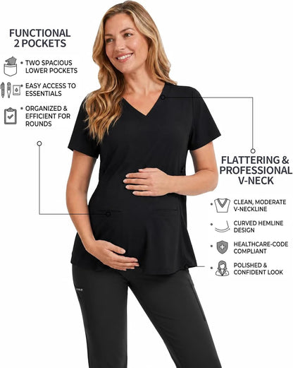 Women's Maternity Scrub Top V-Neck Medical Uniform
