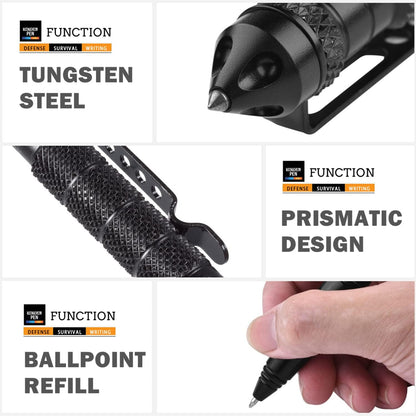 2 Pack Military Tactical Survival Pen Self Defense Glass Breaker with Refills