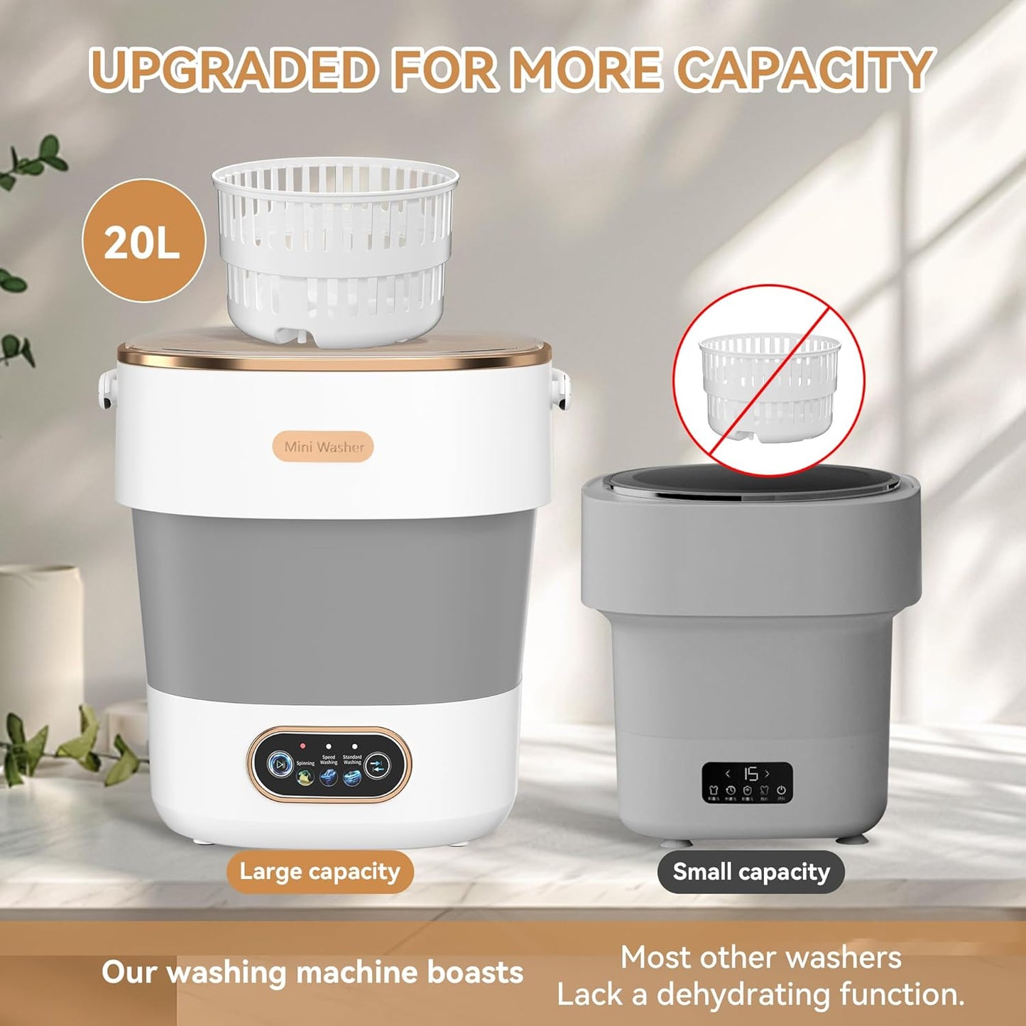 20L Foldable Portable Washing Machine with Spin Dryer for Travel Dorm RV