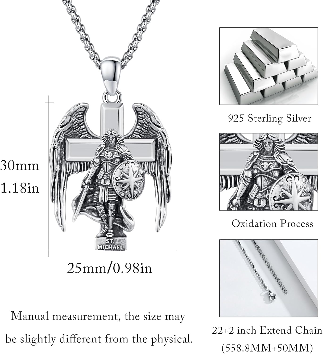 925 Sterling Silver Patron Saint Amulet Necklace