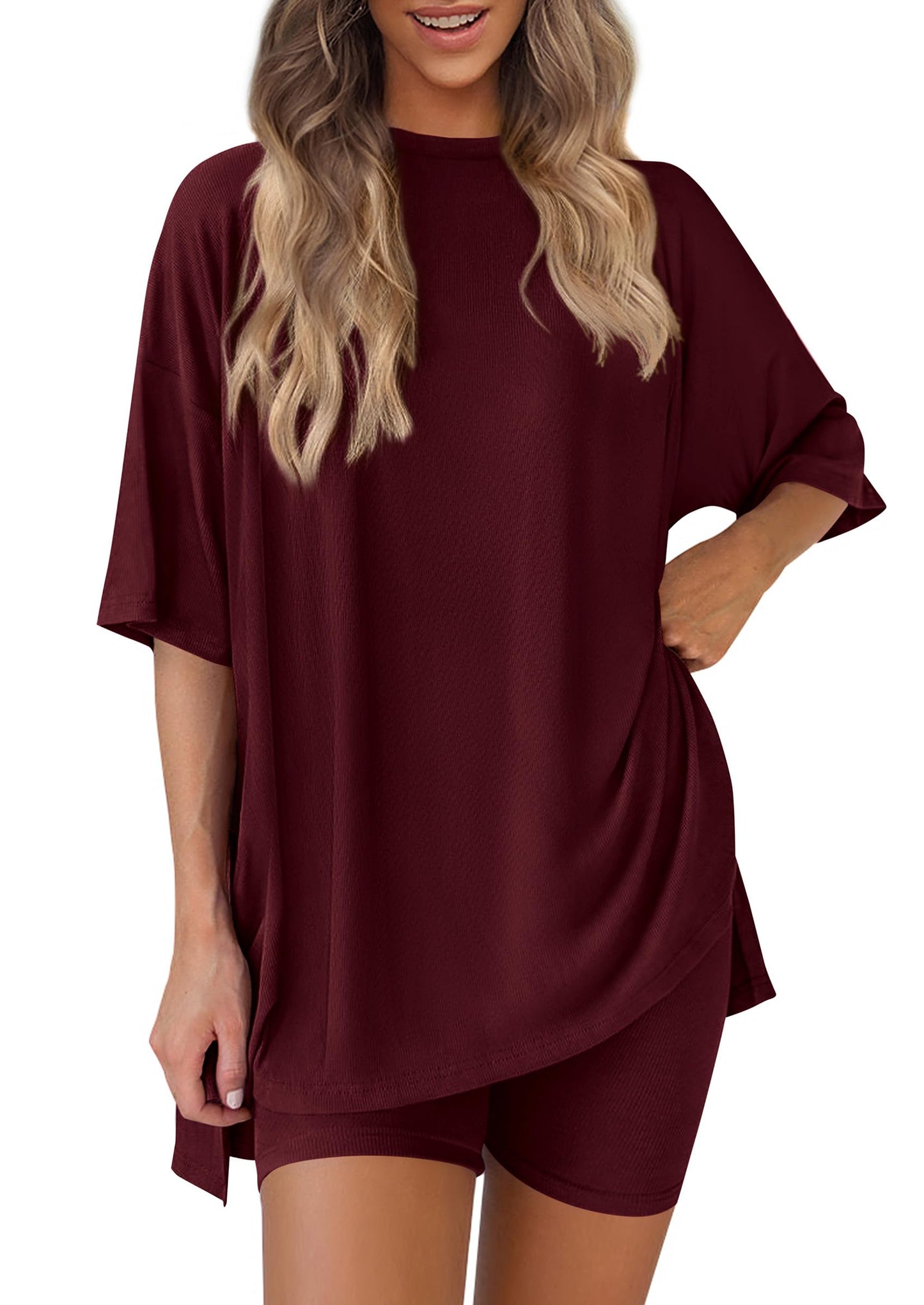 PRETTYGARDEN Women's Casual 2-Piece Lounge Set with Biker Shorts