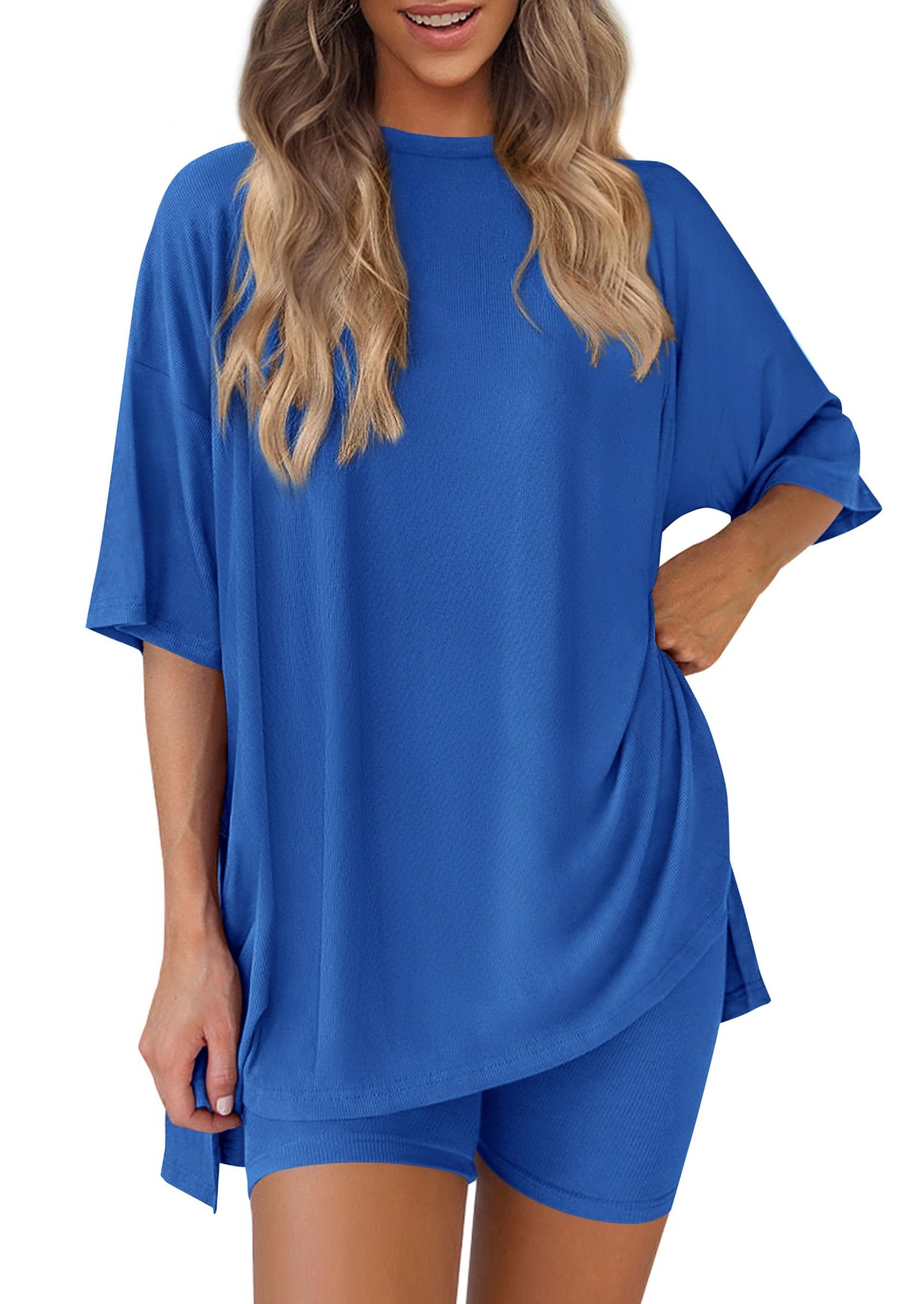PRETTYGARDEN Women's Casual 2-Piece Lounge Set with Biker Shorts