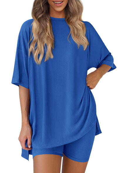 PRETTYGARDEN Women's Casual 2-Piece Lounge Set with Biker Shorts