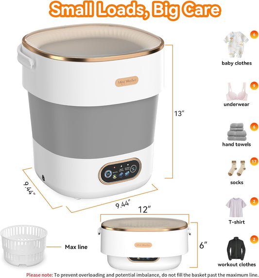 20L Foldable Portable Washing Machine with Spin Dryer for Travel Dorm RV
