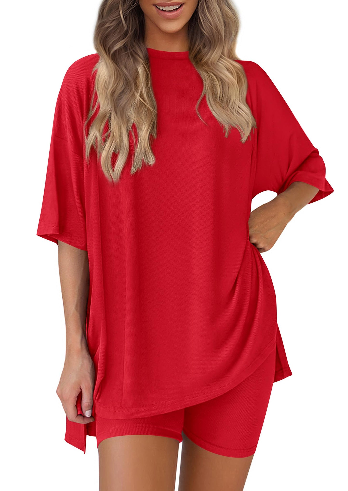 PRETTYGARDEN Women's Casual 2-Piece Lounge Set with Biker Shorts