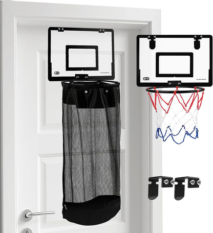 2-in-1 Hanging Door Basketball Laundry Hamper with Hoop Zipper Base