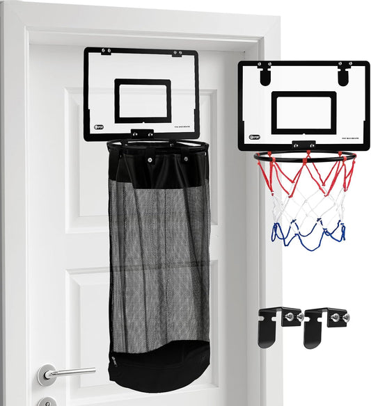 2-in-1 Hanging Door Basketball Laundry Hamper with Hoop Zipper Base