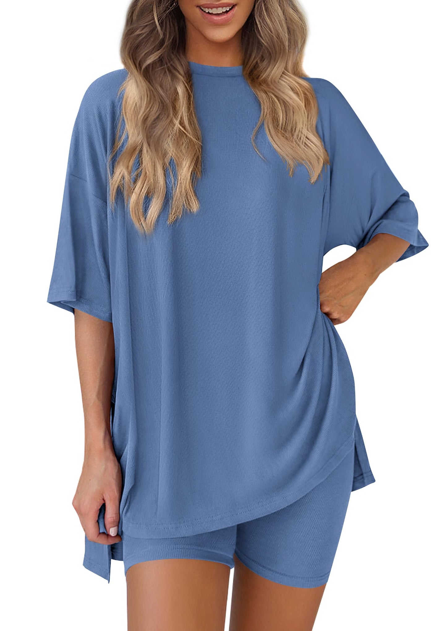 PRETTYGARDEN Women's Casual 2-Piece Lounge Set with Biker Shorts