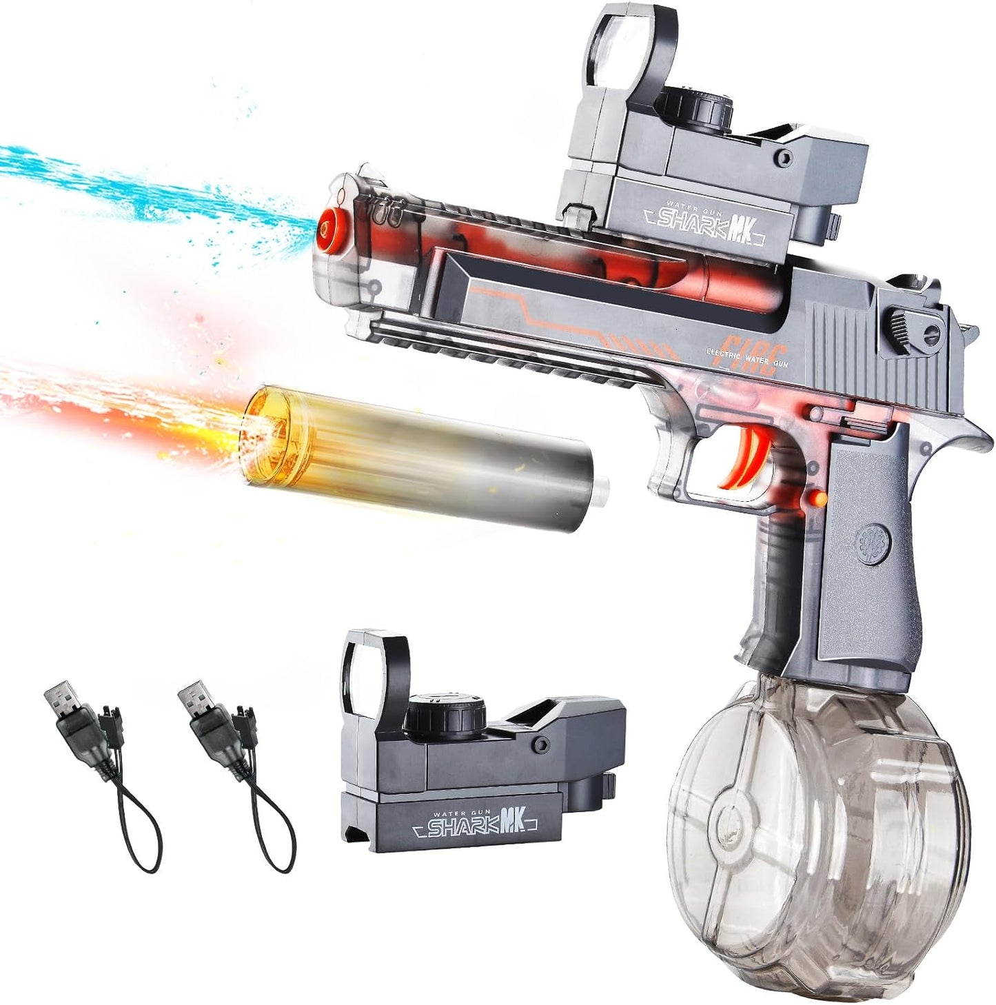 Automatic Electric Water Blaster Toy - High Capacity Water Soaker with Dual Rechargeable Batteries & LED Light Up, Outdoor Pool Toys for Kids Adults