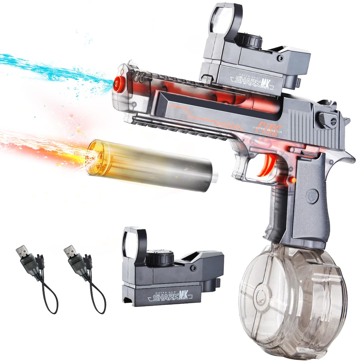 Automatic Electric Water Blaster Toy - High Capacity Water Soaker with Dual Rechargeable Batteries & LED Light Up, Outdoor Pool Toys for Kids Adults