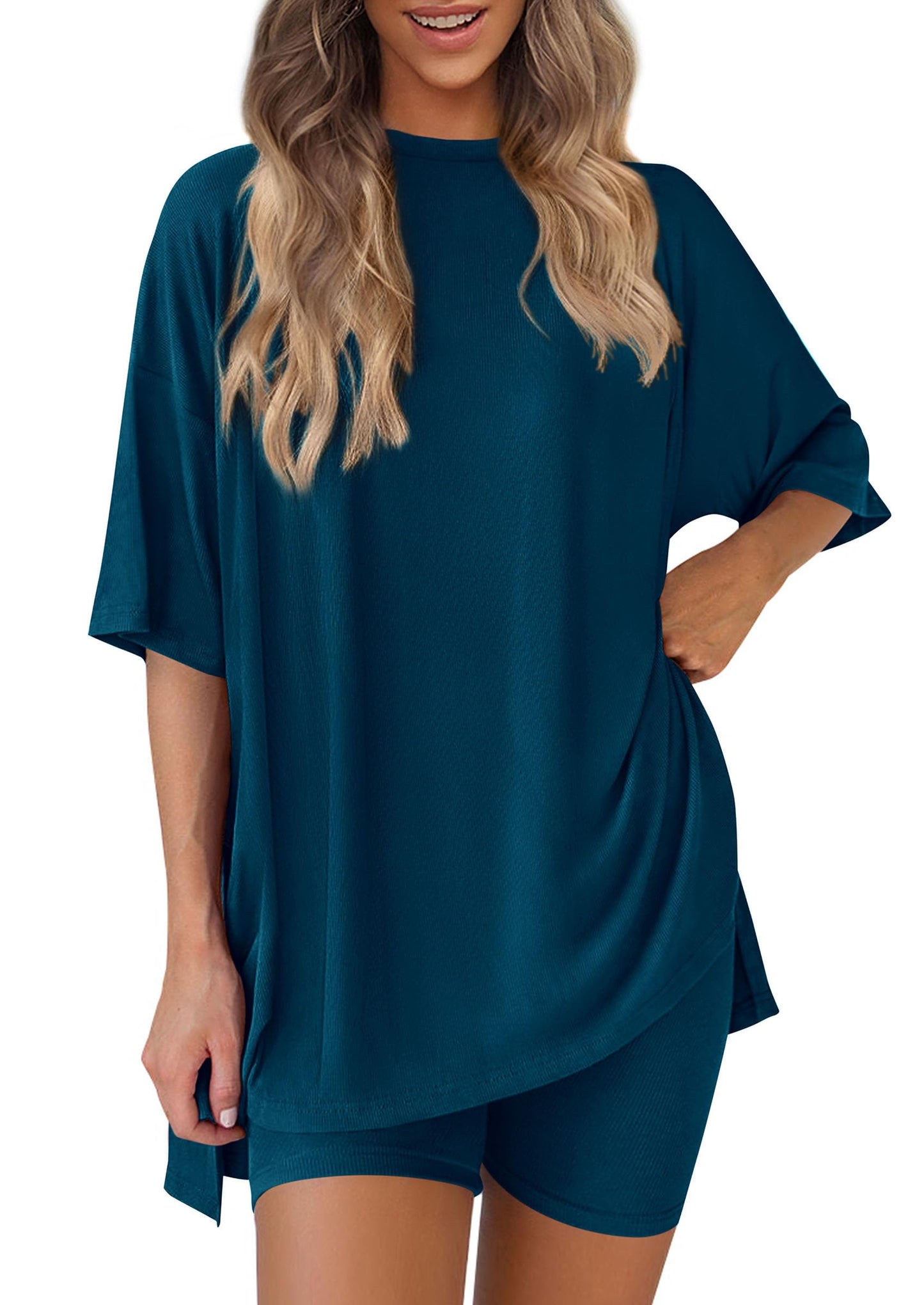 PRETTYGARDEN Women's Casual 2-Piece Lounge Set with Biker Shorts