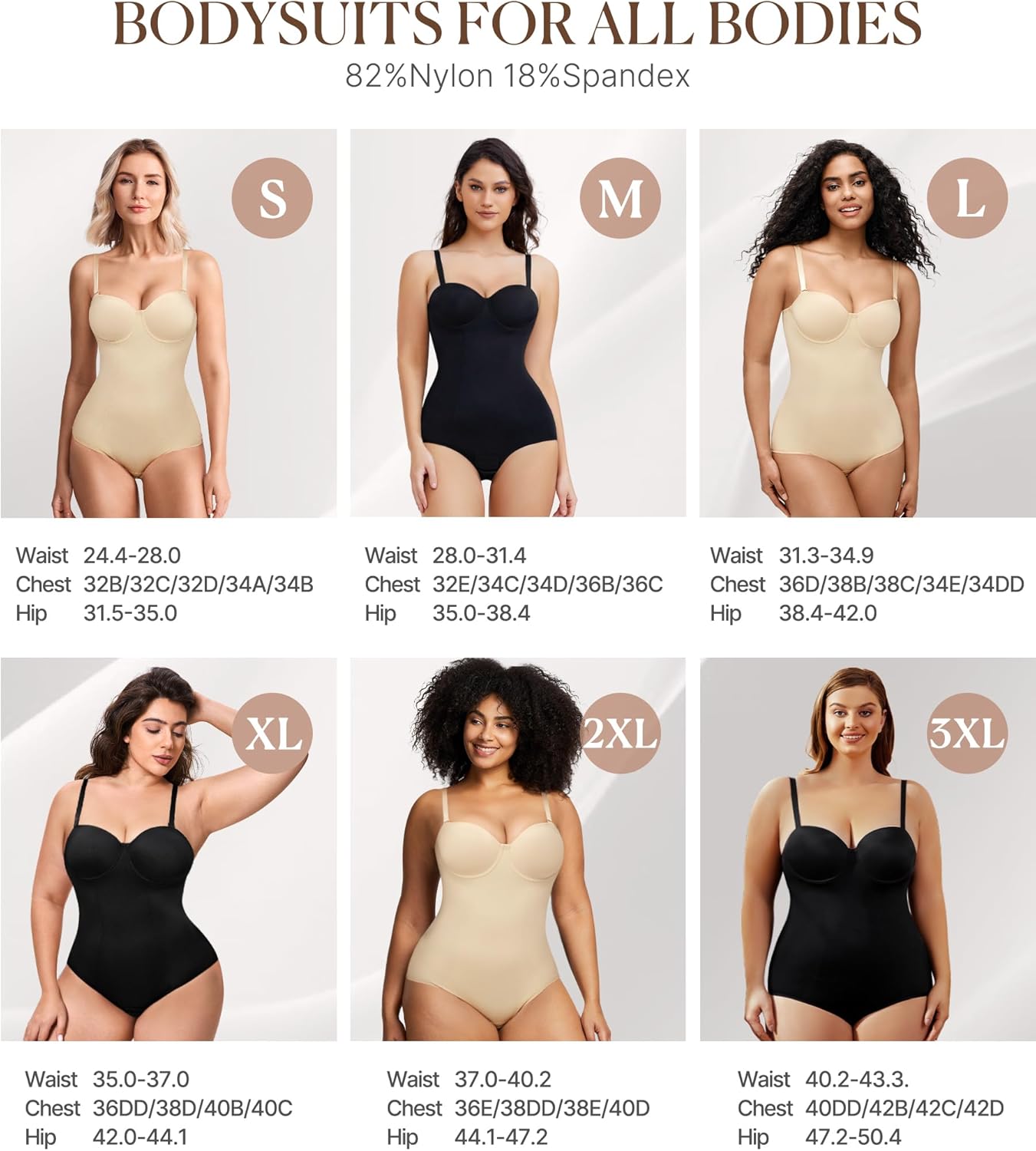 BRABIC Backless Shapewear Bodysuit for Women with Built-in Bra