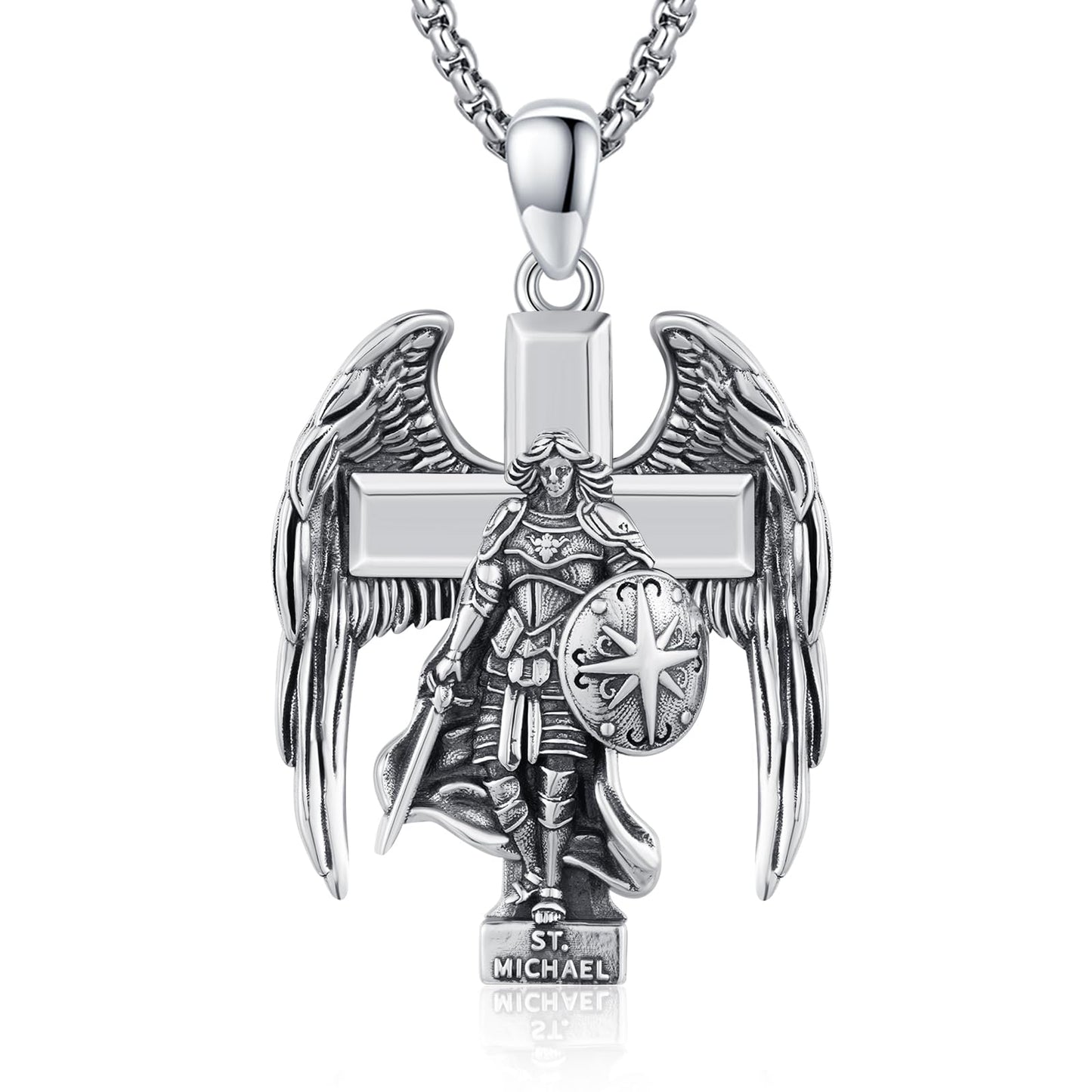 925 Sterling Silver Patron Saint Amulet Necklace