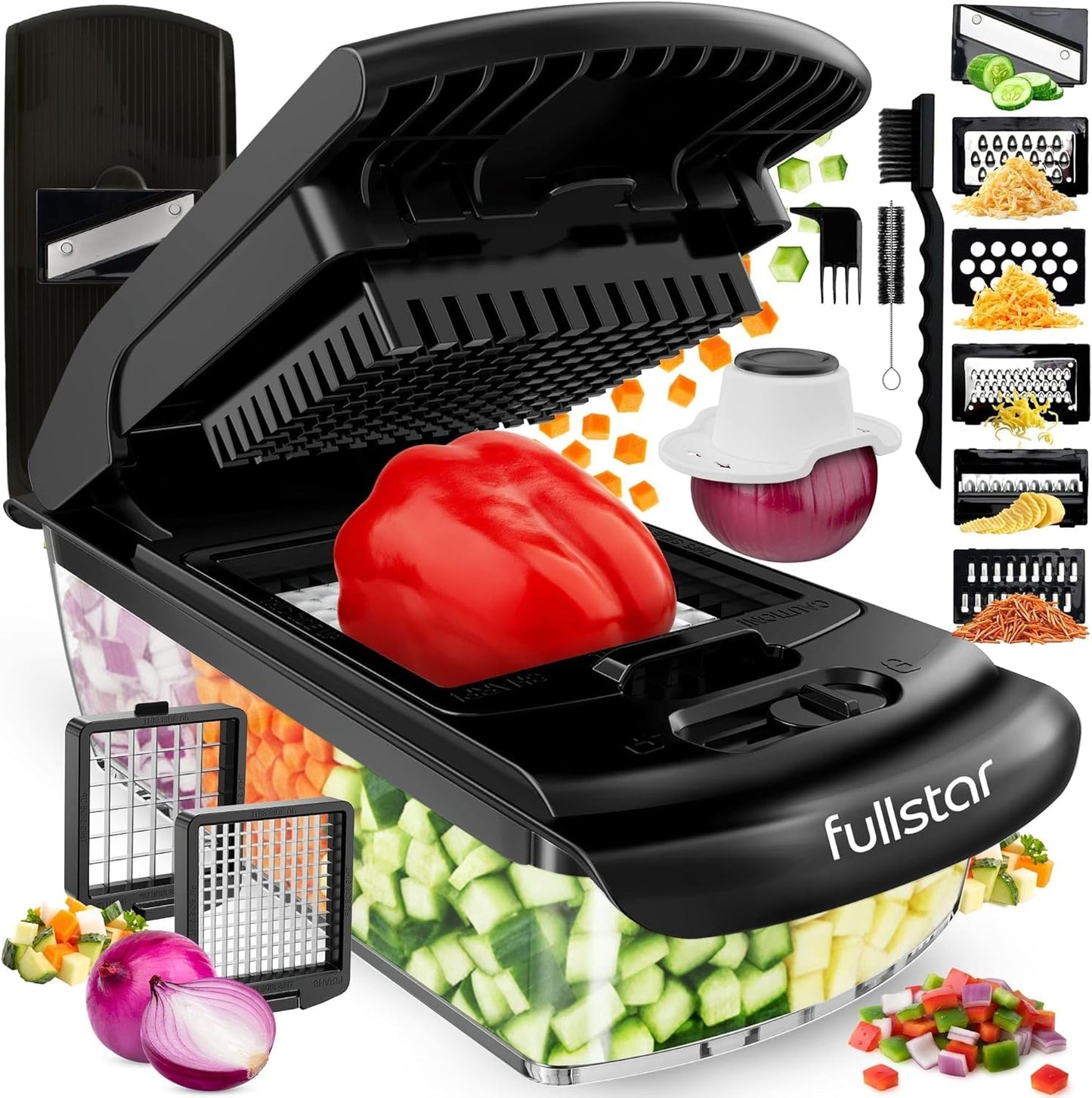 Fullstar Pro 8 in 1 Vegetable Chopper Mandoline Slicer with Storage Container