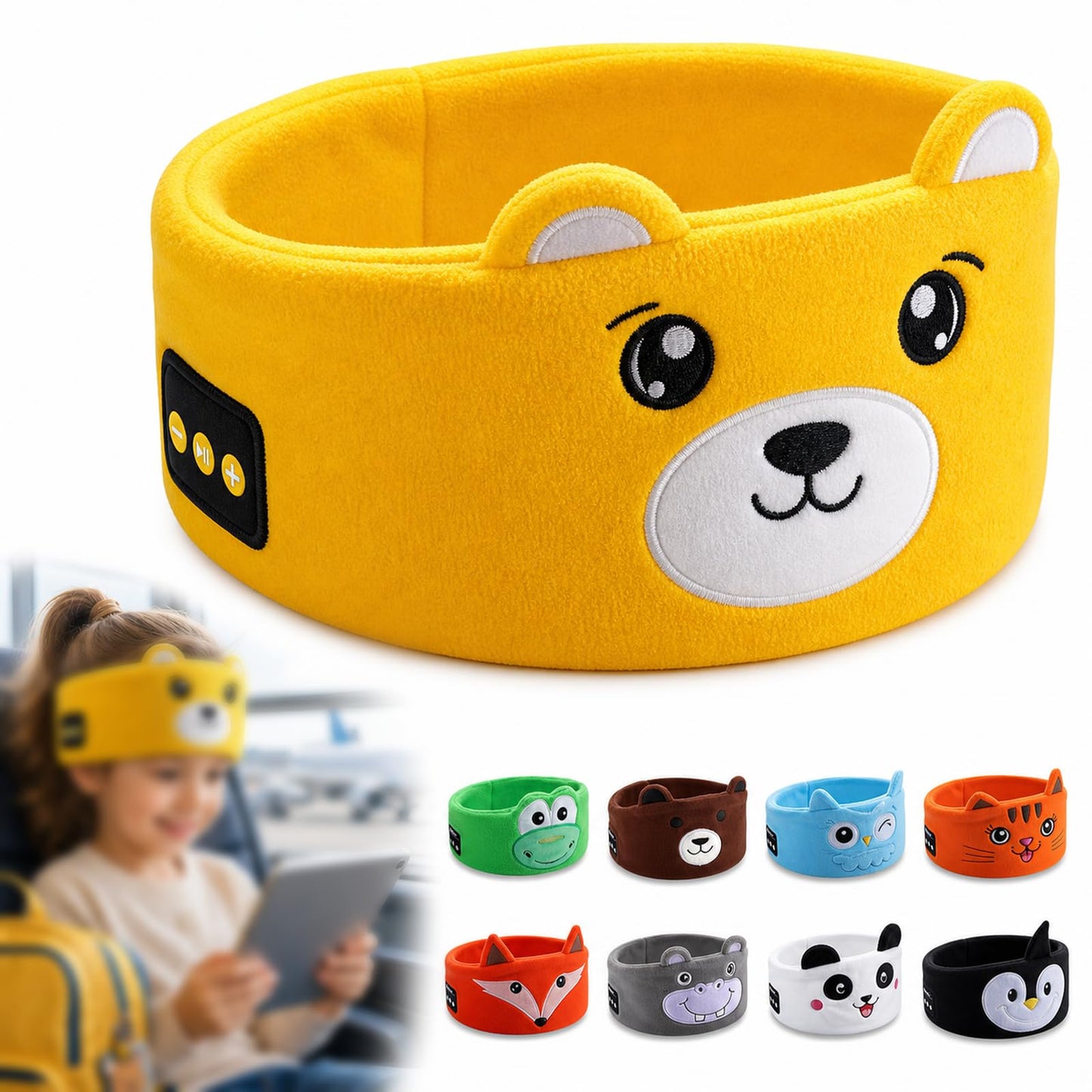 Kids Wireless Headphones with Soft Fleece Headband & Owl Design