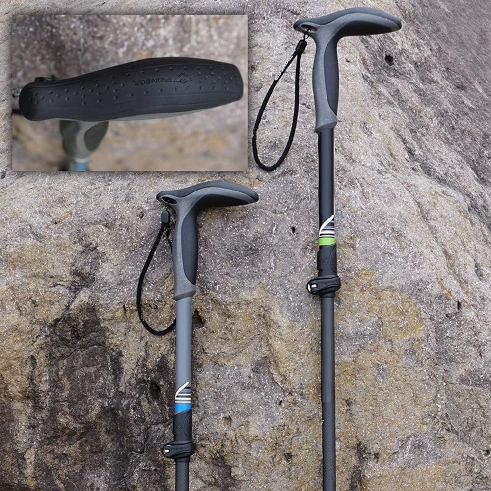 Carbon Fiber Folding Trekking Poles with Cork Grip, Quick Lock & T Handle