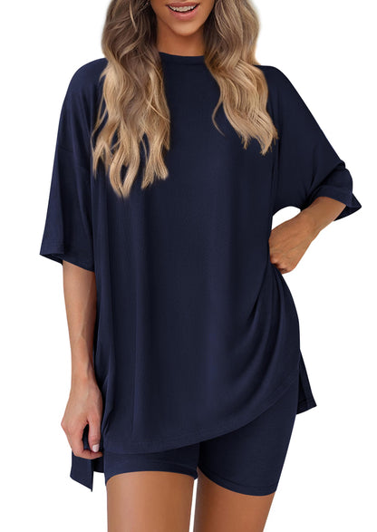 PRETTYGARDEN Women's Casual 2-Piece Lounge Set with Biker Shorts