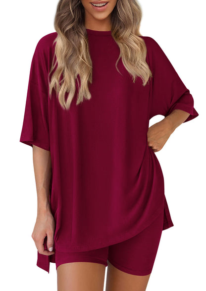 PRETTYGARDEN Women's Casual 2-Piece Lounge Set with Biker Shorts