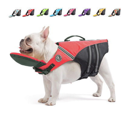 Reflective Dog Life Jacket with Removable Neck Float & Rescue Handle