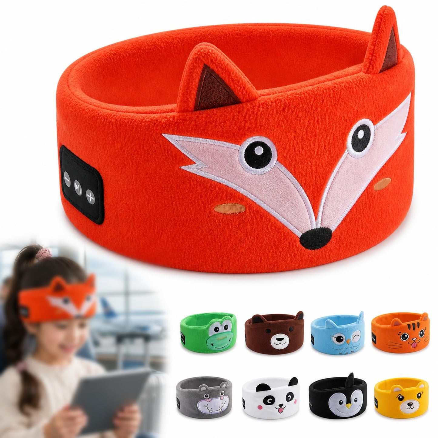 Kids Wireless Headphones with Soft Fleece Headband & Owl Design