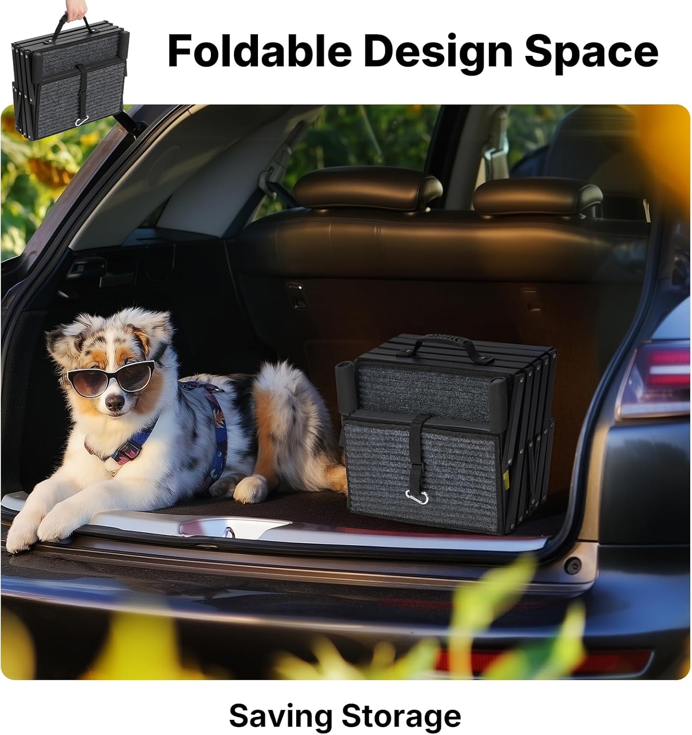 Foldable Dog Steps for Car & Truck, Heavy-Duty 4-Step Pet Stairs