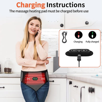 Wireless Period Heating Pad with Vibration Massage for Cramp Pain Relief