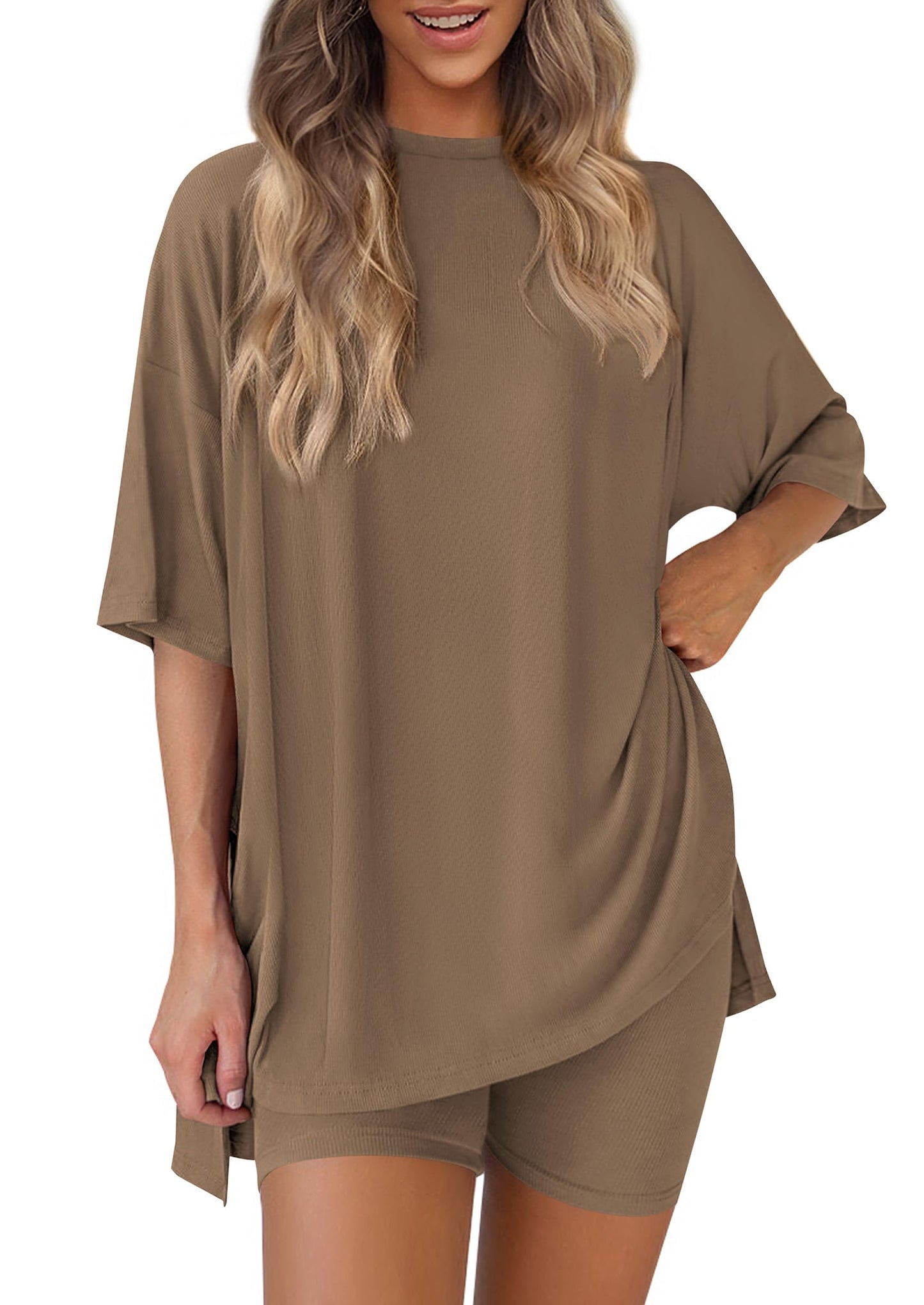 PRETTYGARDEN Women's Casual 2-Piece Lounge Set with Biker Shorts