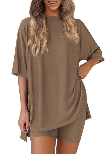 PRETTYGARDEN Women's Casual 2-Piece Lounge Set with Biker Shorts