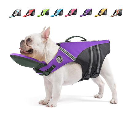 Reflective Dog Life Jacket with Removable Neck Float & Rescue Handle