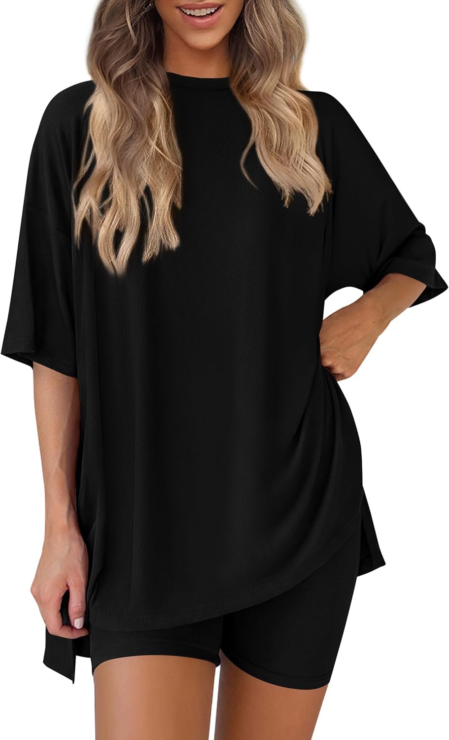 PRETTYGARDEN Women's Casual 2-Piece Lounge Set with Biker Shorts