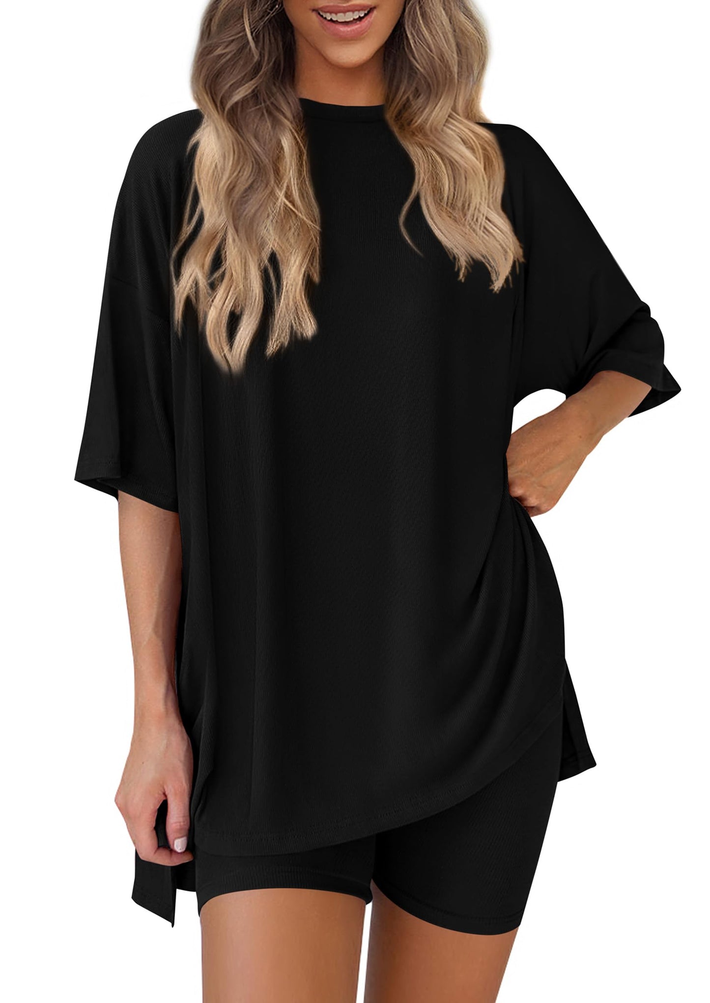 PRETTYGARDEN Women's Casual 2-Piece Lounge Set with Biker Shorts