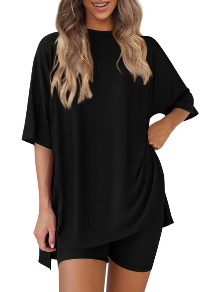 PRETTYGARDEN Women's Casual 2-Piece Lounge Set with Biker Shorts