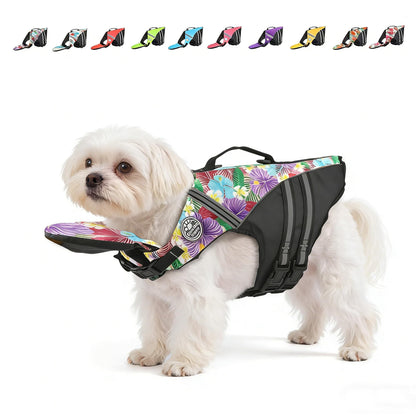 Reflective Dog Life Jacket with Removable Neck Float & Rescue Handle