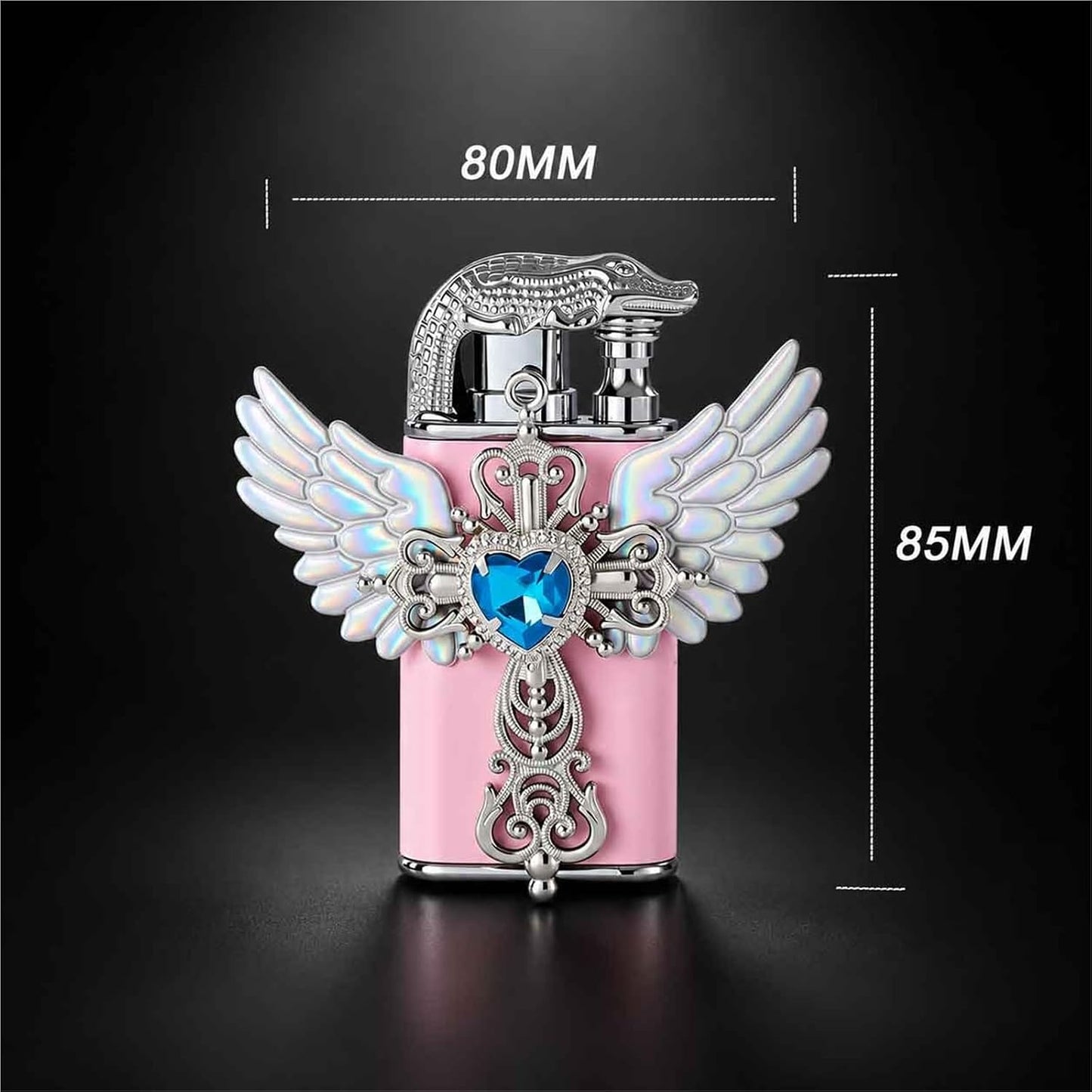 Embossed Metal Double Flame Windproof Butane Lighter for Men, White