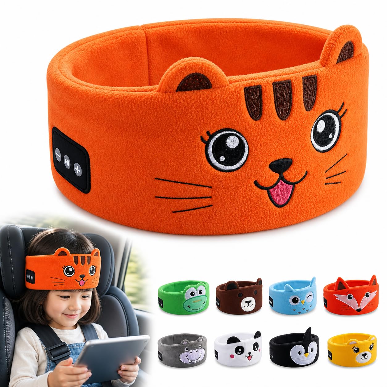 Kids Wireless Headphones with Soft Fleece Headband & Owl Design
