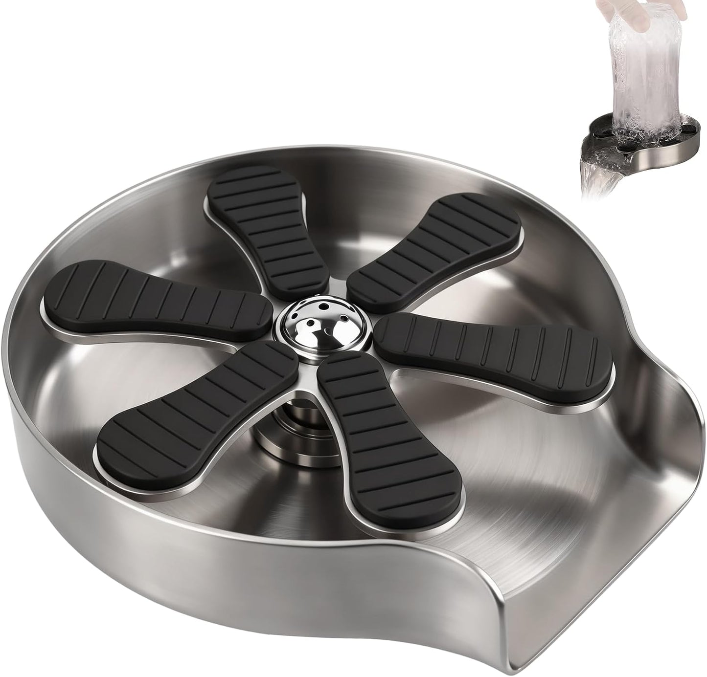 9-Jet High Pressure Glass Rinser Stainless Steel Sink Cup Washer