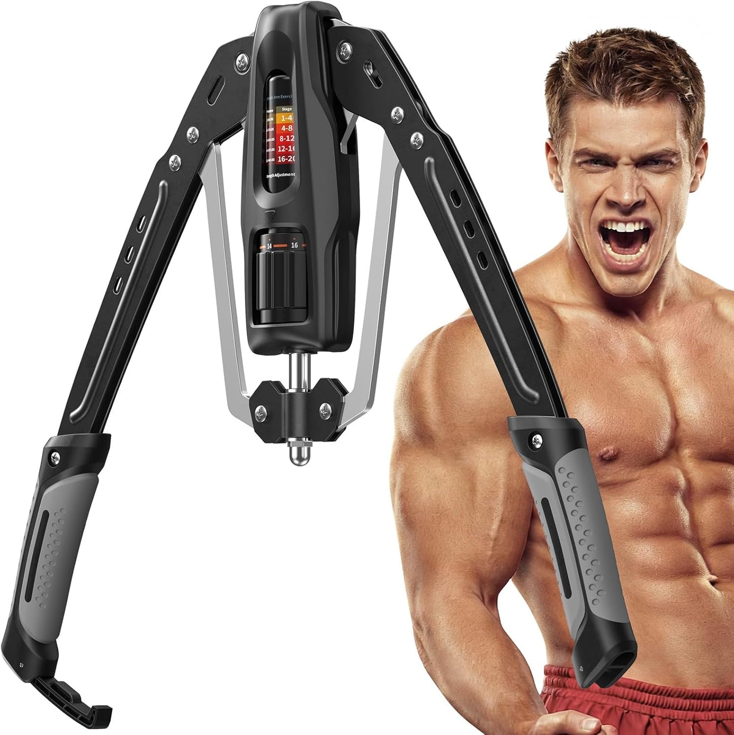 Merach Hydraulic Twister Arm Trainer, 22-440lb Adjustable Chest Shoulder Home Fitness Equipment