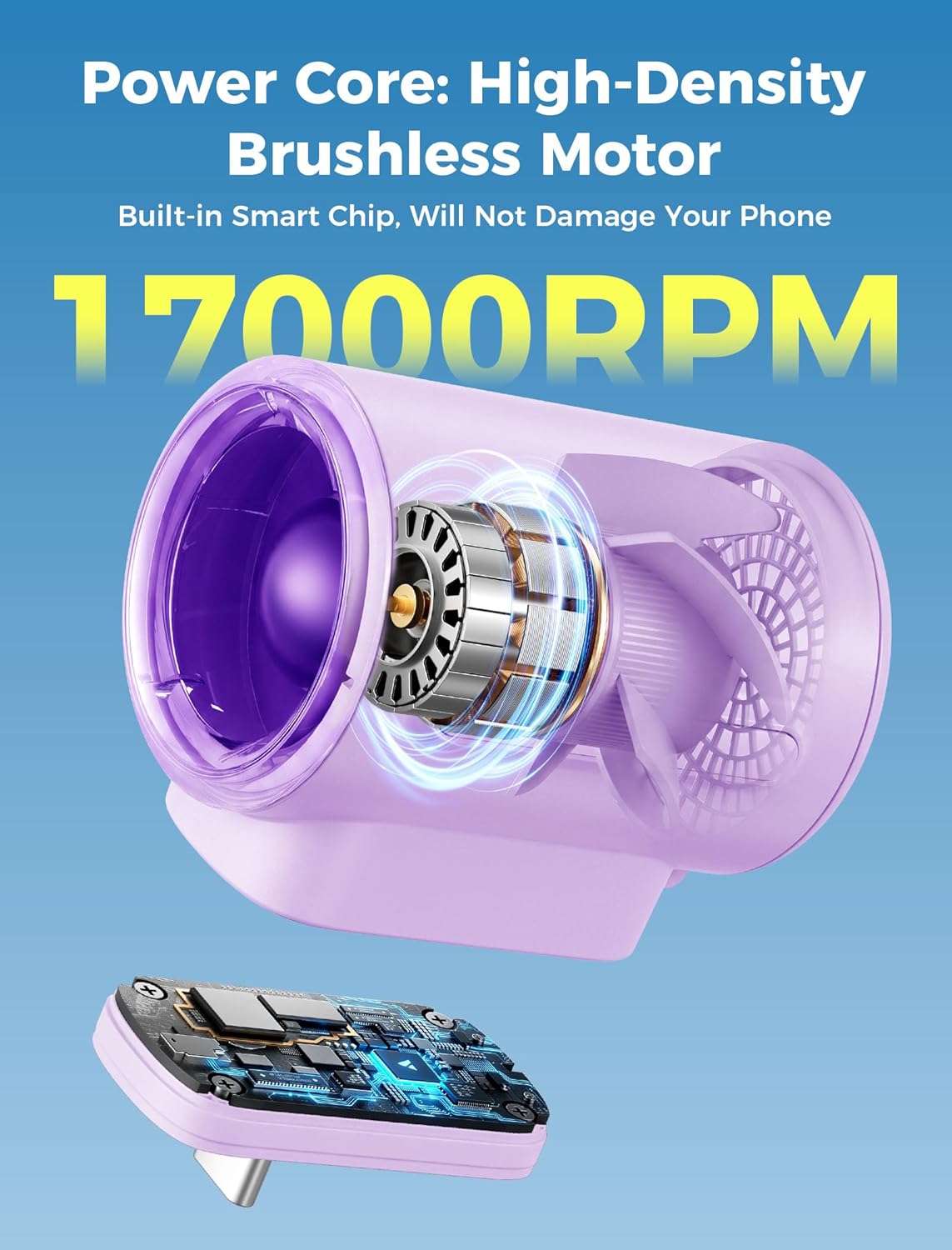 Portable USB C Phone Cooling Fan 17000RPM 4 Speed Mini Fan for iPhone Tablet