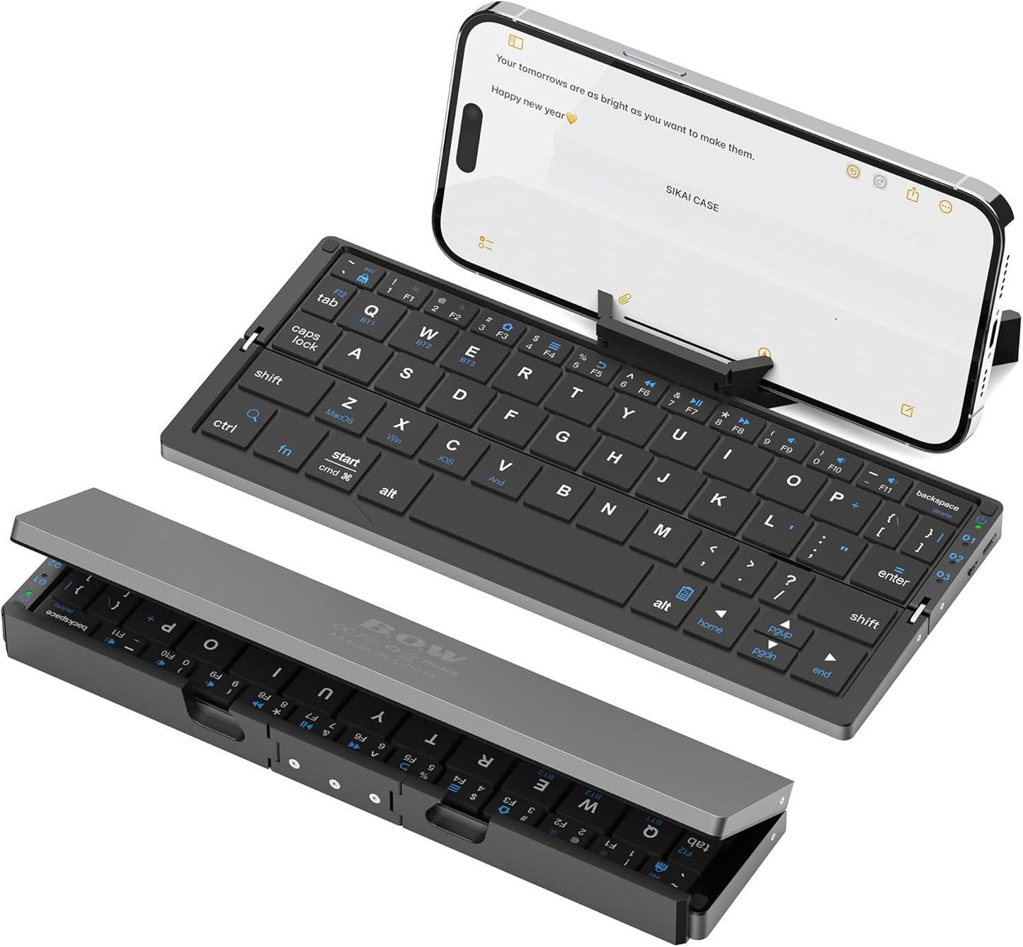 Foldable Bluetooth Keyboard with Magnetic Stand, Rechargeable & Portable