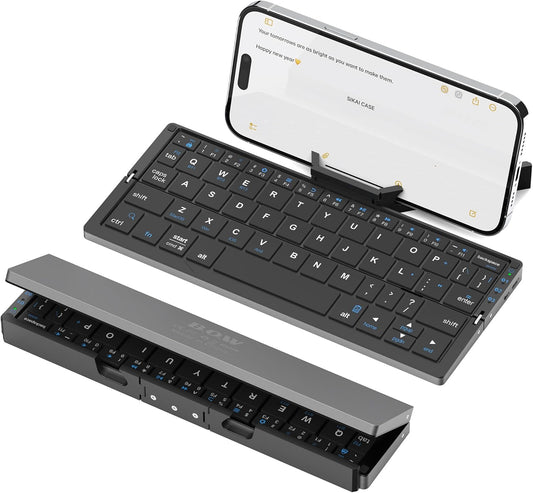 Foldable Bluetooth Keyboard with Magnetic Stand, Rechargeable & Portable