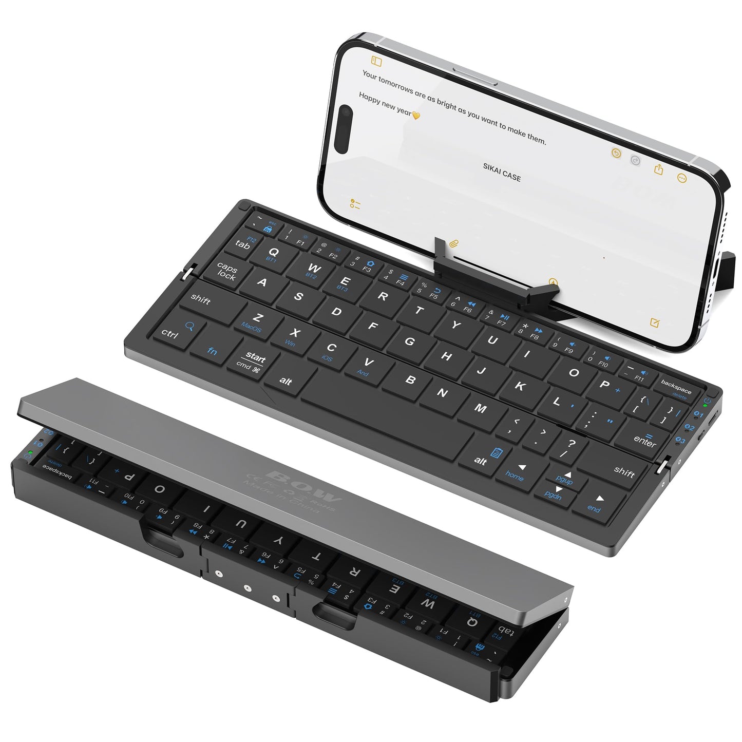 Foldable Bluetooth Keyboard with Magnetic Stand, Rechargeable & Portable