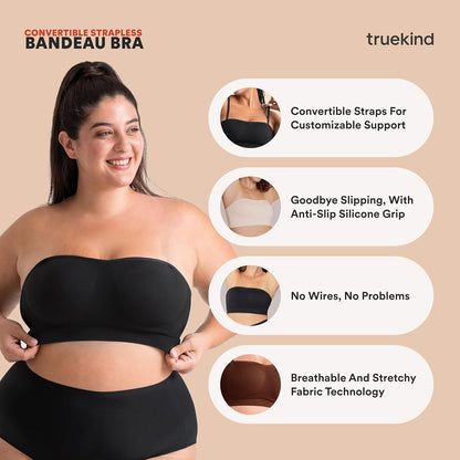 Truekind Wireless Strapless Bandeau Bra for Women