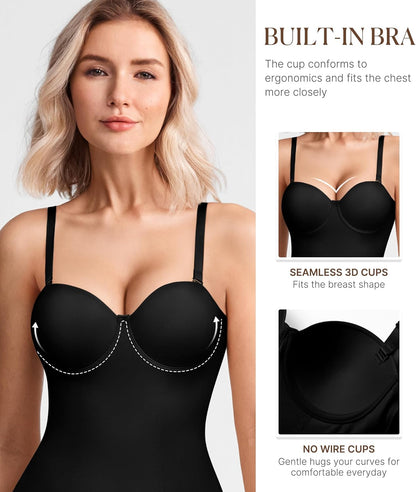 BRABIC Backless Shapewear Bodysuit for Women with Built-in Bra