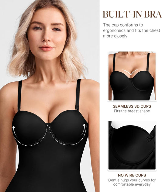 BRABIC Backless Shapewear Bodysuit for Women with Built-in Bra