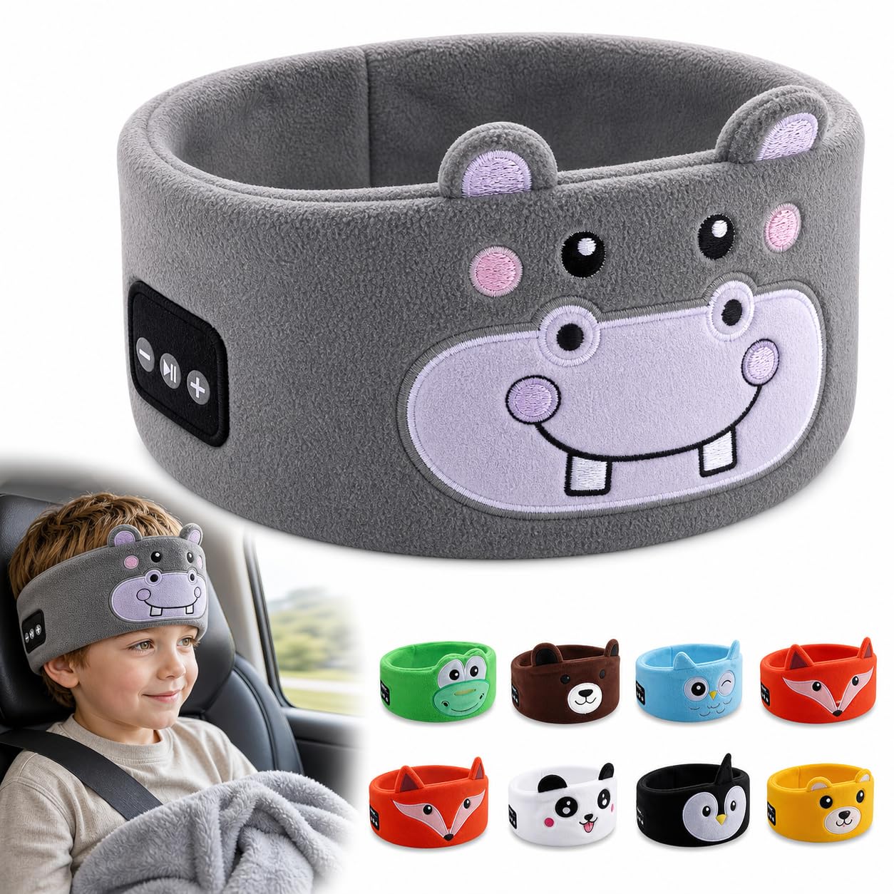 Kids Wireless Headphones with Soft Fleece Headband & Owl Design