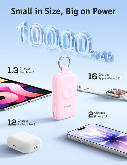RORRY CharmGo Pro 45W Keychain Power Bank 10000mAh with Built-in Charging Cables
