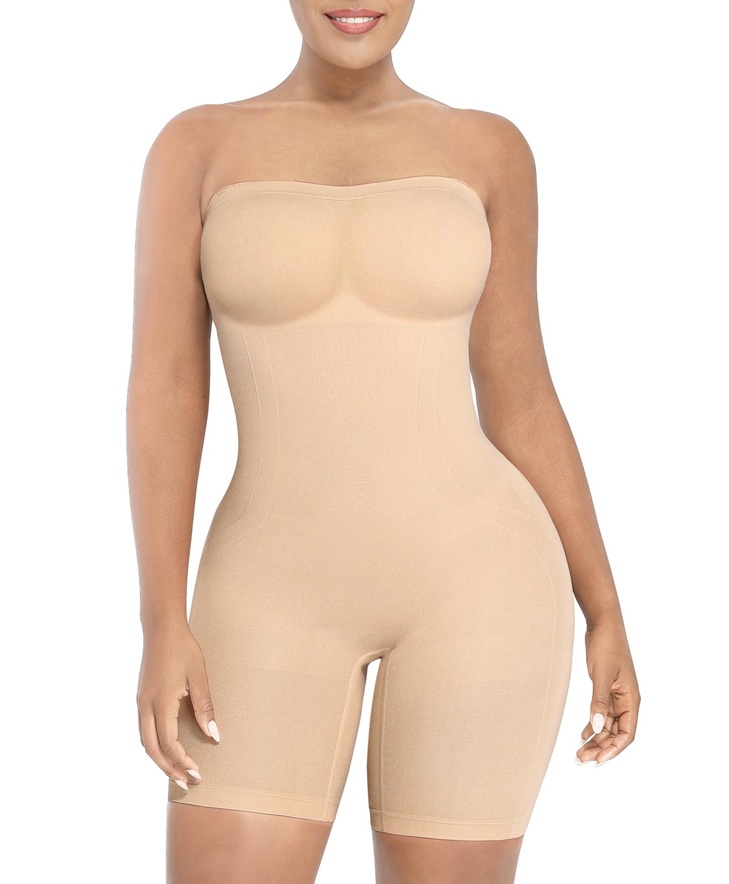 SHAPELLX Strapless Shapewear Bodysuit with Tummy Control