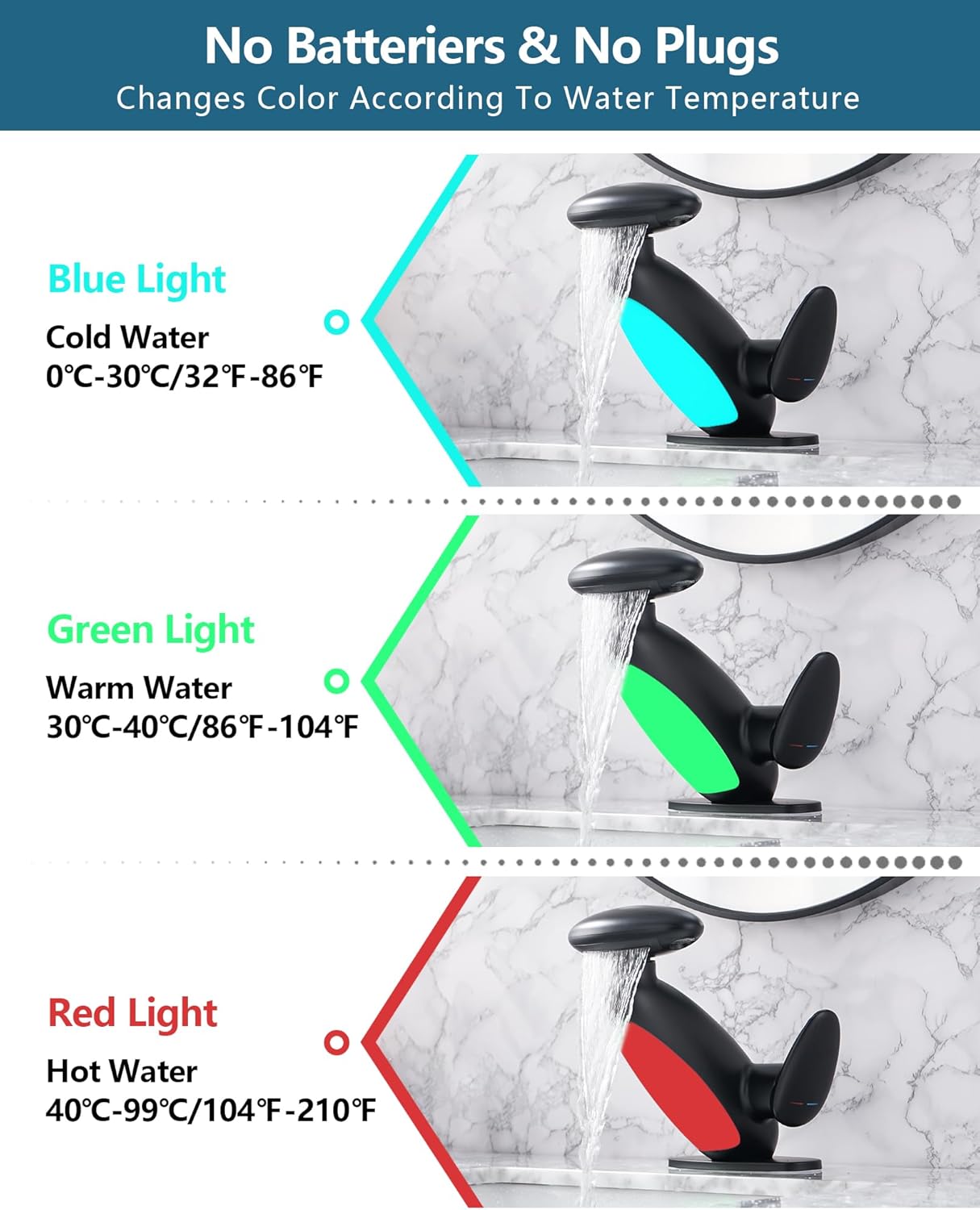 LED Waterfall Bathroom Faucet with Pull-Out Sprayer & 360° Rotation