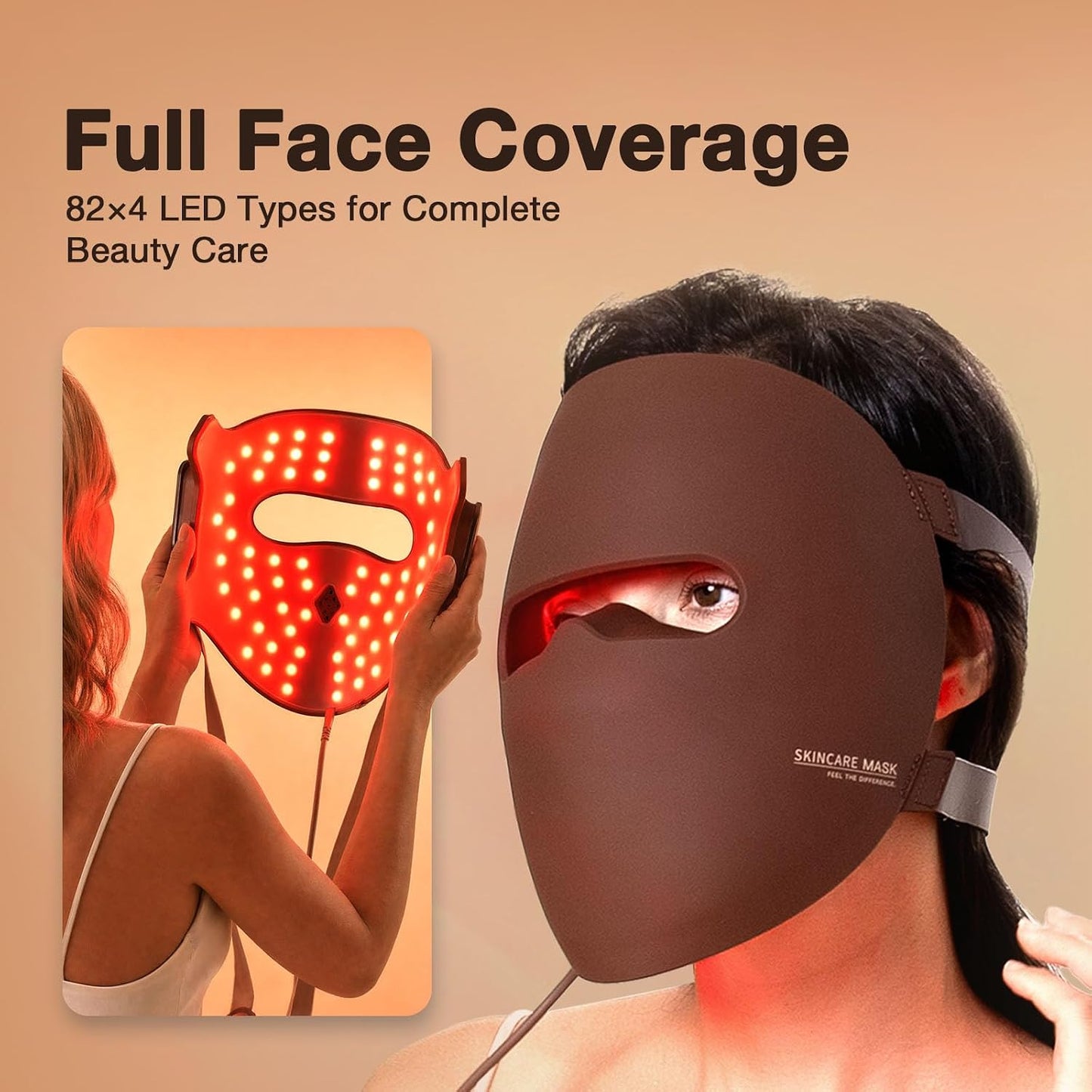 LED Red Light Therapy Face Mask, 4 Wavelength Wireless